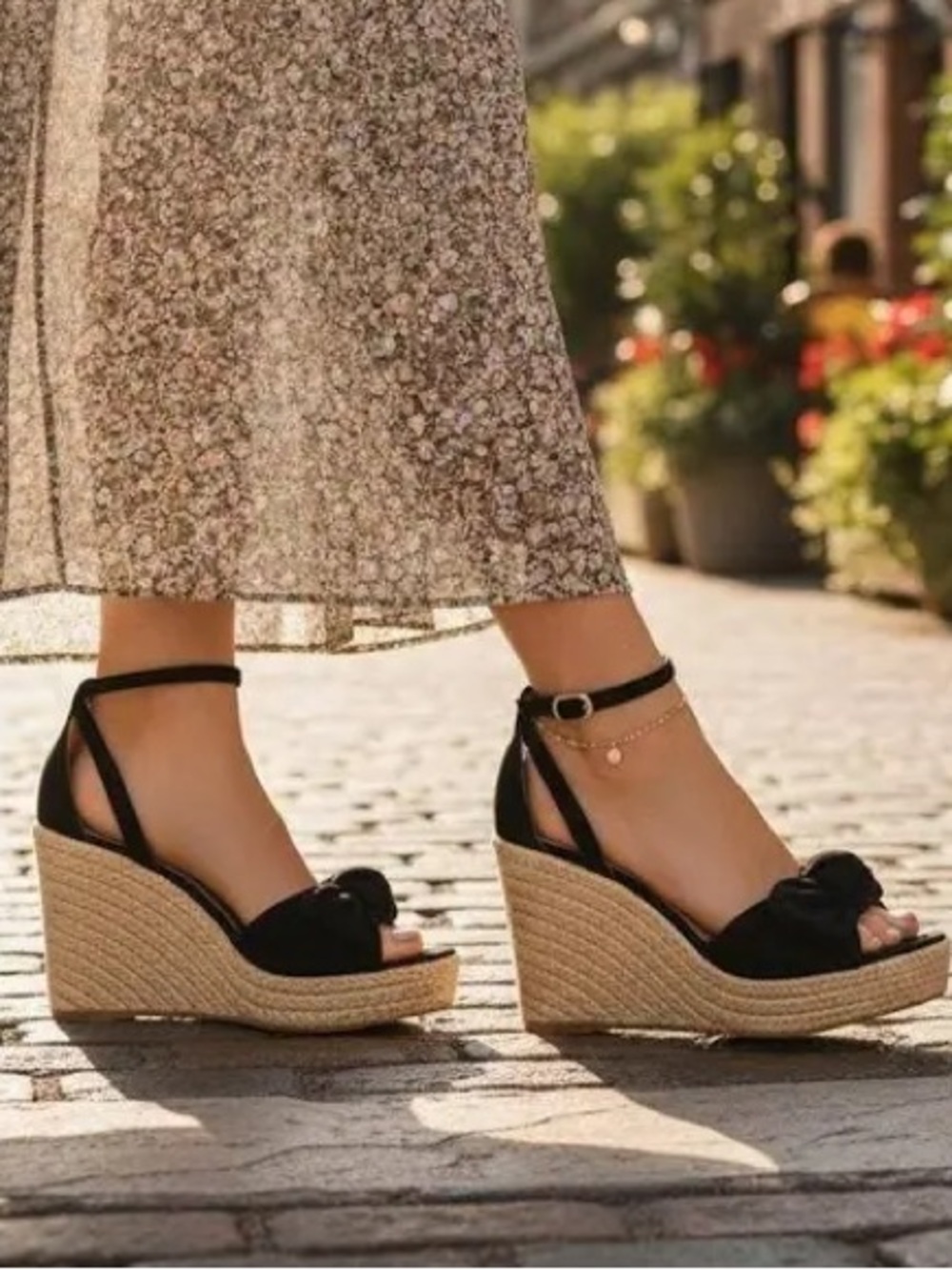 Kate spade New York Tianna women’s black suede leather espadrille wedge sandal